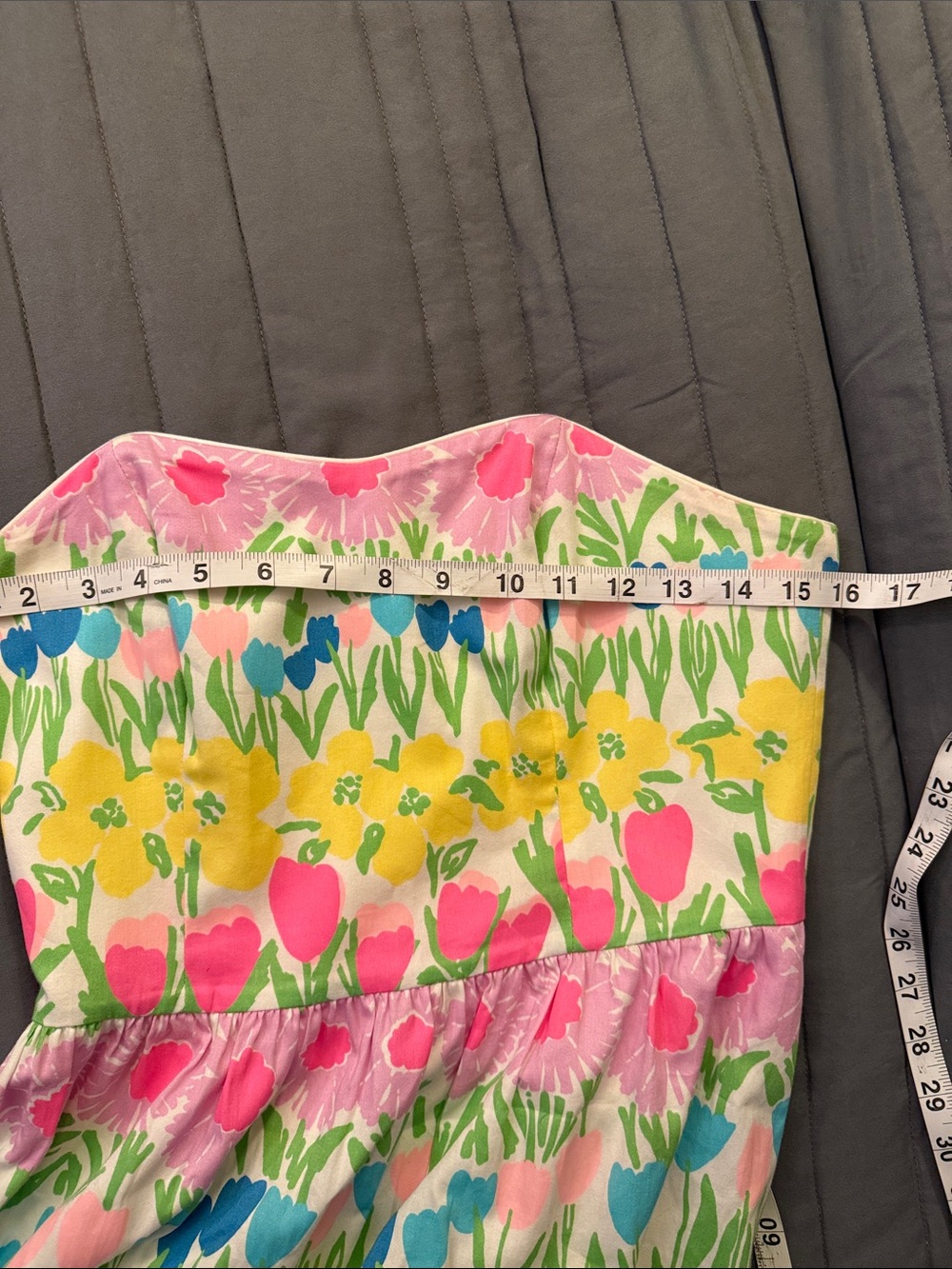 Lilly Pulitzer Strapless Floral Sundress in Pink, Yellow & Blue - Picture 6 of 11